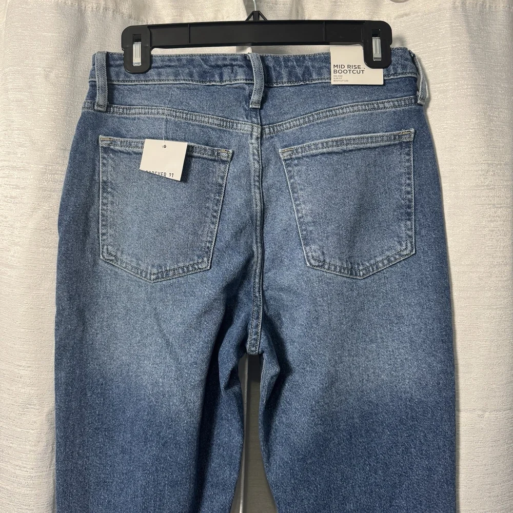 Forever 21 Denim Medium Washed Midrise Slimfit Bootcut Leg Sz 27 Distressed New - Picture 7 of 13